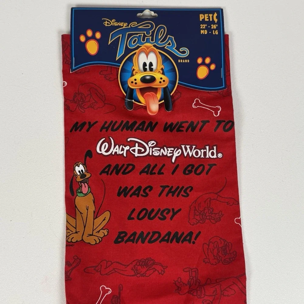 NOS Disney Tails Bandana Pluto Disney World Parks Exclusive Pet Souvenir M-L